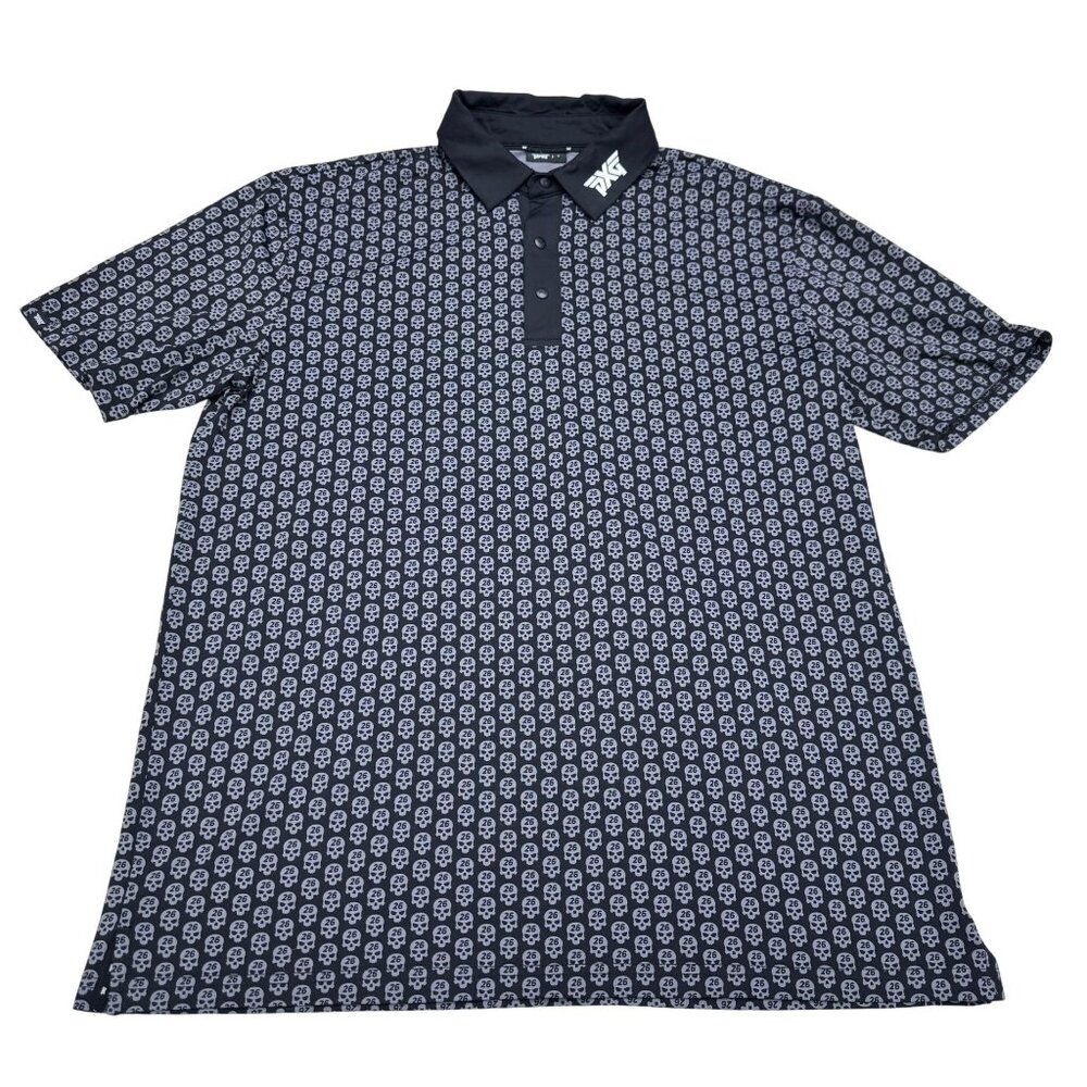 PXG Darkness Skull 26 All Over SS Polo Golf Performance Shirt, Size S